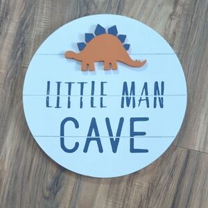 Dinosaur Wall Sign for Kids Room - White and Orange